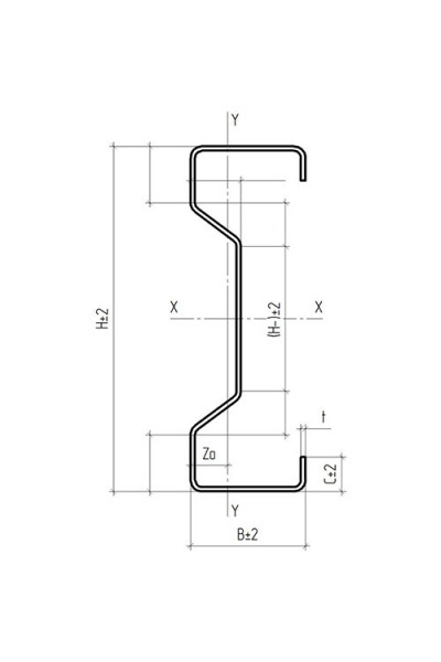Сигма-профиль оцинкованный 2,5 мм 180x55x3000