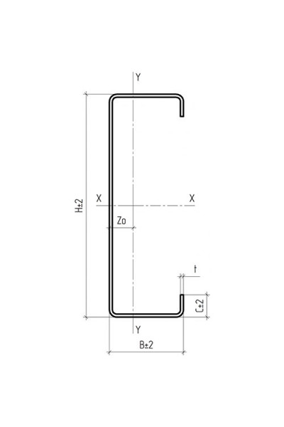 С-профиль оцинкованный 200x50x3000-0,7 мм