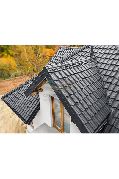 Металлочерепица Квинта плюс 3D 0,45 RAL7024 Полиэстер