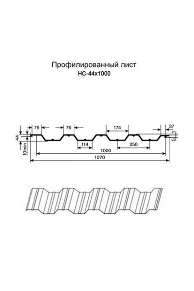 Профнастил нержавеющий НС44 0.8 AISI 316L