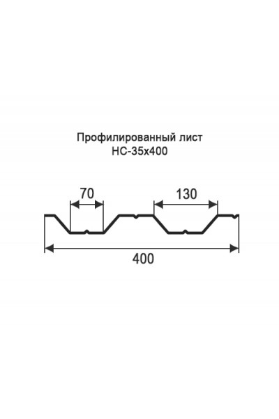 Профнастил НС35-0,4м оцинкованный с нестандартной шириной, толщина 0,4
