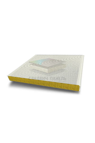 Акустическая стеновая сэндвич-панель минеральная вата, ширина 1200 мм, толщина 10 мм, RAL9003