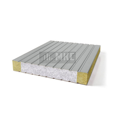 Сэндвич-панели без замков комбинированные (Мин. вата и ППС), ширина 1000 мм, толщина 10 мм, RAL9006 Сэндвич-панели без замков комбинированные (Мин. вата и ППС), ширина 1000 мм, толщина 10 мм, RAL9006