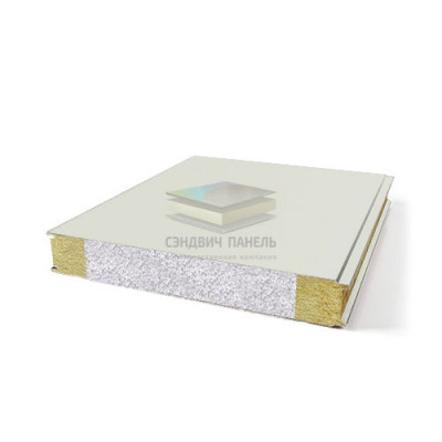 Гладкие сэндвич панели комбинированные (мин. вата и ППС), ширина 1000 мм, толщина 20 мм, RAL9002