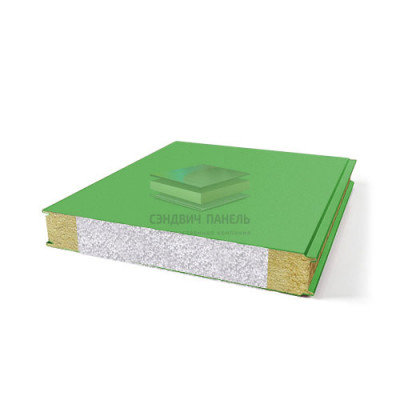 Гладкие сэндвич панели комбинированные (мин. вата и ППС), ширина 1000 мм, толщина 20 мм, RAL6018