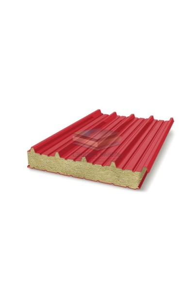 Кровельные сэндвич-панели минеральная вата, ширина 1200 мм, толщина 80 мм, RAL3020