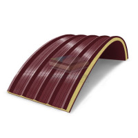 Арочные сэндвич-панели из пенополиизоцианурата, ширина 1000 мм, толщина 40 мм, RAL3005