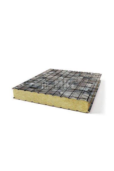 Сэндвич панели с толщиной металла 0.75/0.75 мм, ECOSTEEL под камень
