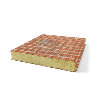 Стеновые сэндвич панели минеральная вата, ширина 1200 мм, толщина 60 мм, Кирпичная кладка