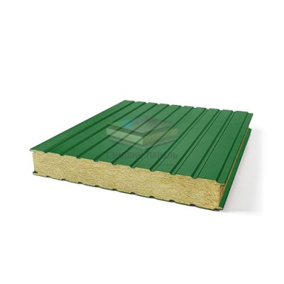 Стеновые сэндвич панели минеральная вата, ширина 1200 мм, толщина 250 мм, RAL6002