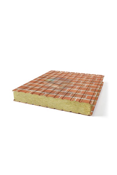 Стеновые сэндвич панели минеральная вата, ширина 1200 мм, толщина 100 мм, Кирпичная кладка