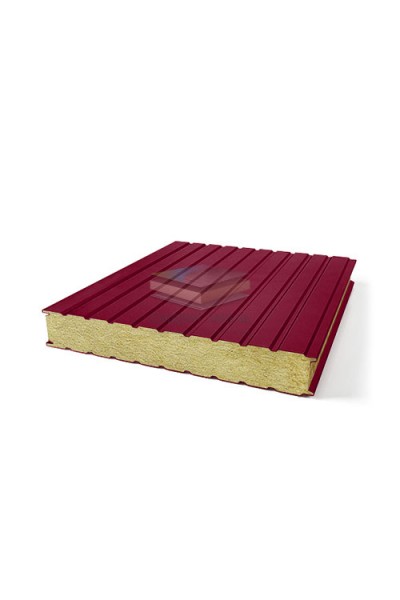 Стеновые сэндвич панели минеральная вата, ширина 1000 мм, толщина 60 мм, Бордо