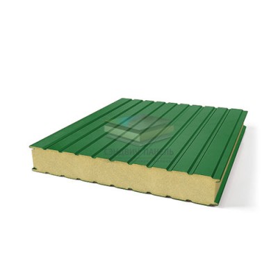 Стеновые сэндвич панели с ппу 100 Ral 6002 зеленый