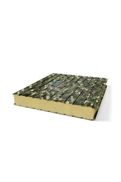 Стеновые сэндвич панели пенополиуретан, ширина 1000 мм, толщина 80 мм, Милитари