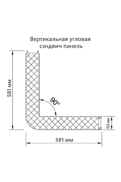 Угловые сэндвич-панели вертикальные из пенополиуретана, ширина 1000 мм, толщина 150 мм, RAL3011