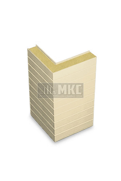 Угловые сэндвич-панели горизонтальные из пенополиизоцианурата, ширина 1000 мм, толщина 20 мм, RAL1015