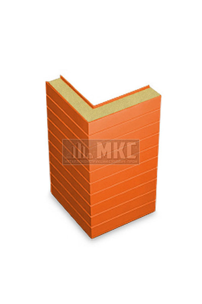 Угловые сэндвич-панели горизонтальные из пенополиизоцианурата, ширина 1000 мм, толщина 20 мм, RAL2004