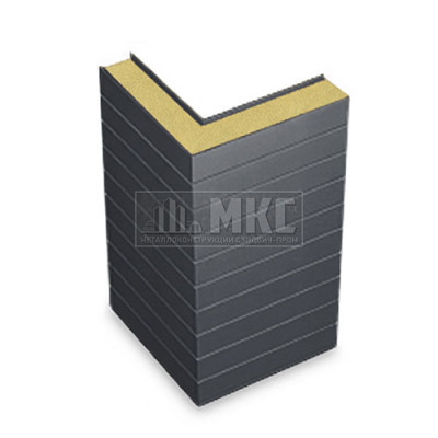 Угловые сэндвич-панели горизонтальные из пенополиизоцианурата, ширина 1200 мм, толщина 20 мм, RAL7024