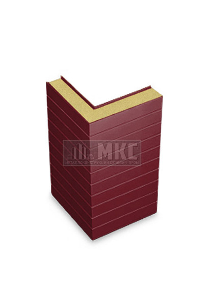 Угловые сэндвич-панели горизонтальные из пенополиизоцианурата, ширина 1000 мм, толщина 20 мм, RAL3005