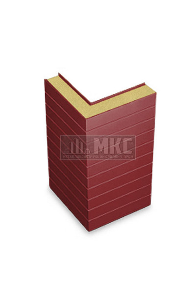 Угловые сэндвич-панели горизонтальные из пенополиизоцианурата, ширина 1000 мм, толщина 40 мм, RAL3011