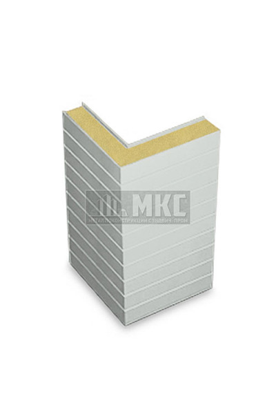 Угловые сэндвич-панели горизонтальные из пенополиизоцианурата, ширина 1200 мм, толщина 20 мм, RAL7035