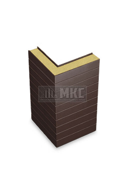 Угловые сэндвич-панели горизонтальные из пенополиизоцианурата, ширина 1000 мм, толщина 40 мм, RAL8017