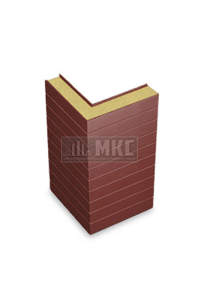 Угловые сэндвич-панели горизонтальные из пенополиизоцианурата, ширина 1000 мм, толщина 20 мм, RAL3009