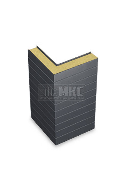 Угловые сэндвич-панели горизонтальные из пенополиизоцианурата, ширина 1200 мм, толщина 10 мм, RAL7024