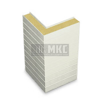 Угловые сэндвич-панели горизонтальные из пенополиизоцианурата, ширина 1200 мм, толщина 40 мм, RAL9003