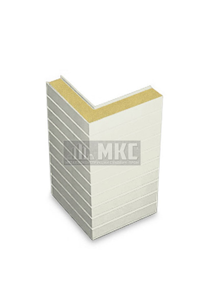 Угловые сэндвич-панели горизонтальные из пенополиизоцианурата, ширина 1200 мм, толщина 20 мм, RAL9003