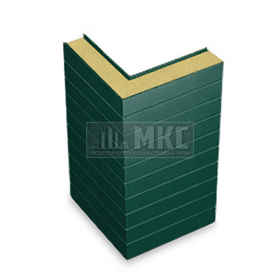 Угловые сэндвич-панели горизонтальные из пенополиизоцианурата, ширина 1200 мм, толщина 40 мм, RAL6005