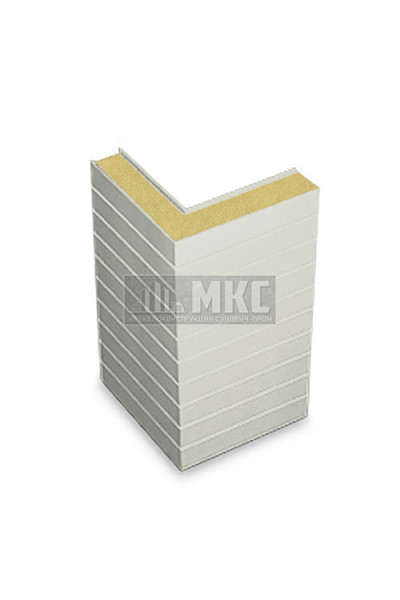 Угловые сэндвич-панели горизонтальные из пенополиизоцианурата, ширина 1200 мм, толщина 10 мм, RAL9002