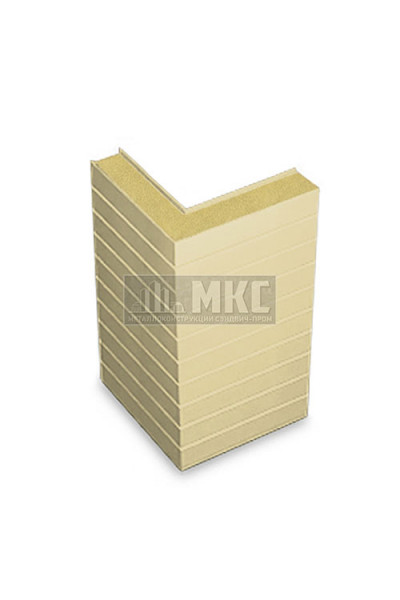 Угловые сэндвич-панели горизонтальные из пенополиизоцианурата, ширина 1000 мм, толщина 40 мм, RAL1014