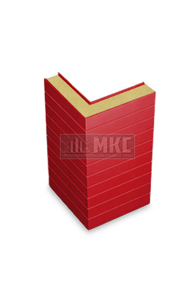 Угловые сэндвич-панели горизонтальные из пенополиизоцианурата, ширина 1000 мм, толщина 10 мм, RAL3020