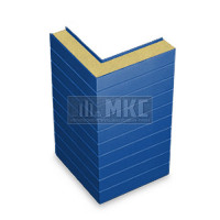 Угловые сэндвич-панели горизонтальные из пенополиизоцианурата, ширина 1000 мм, толщина 20 мм, RAL5005