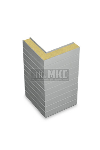 Угловые сэндвич-панели горизонтальные из пенополиизоцианурата, ширина 1000 мм, толщина 20 мм, RAL9006