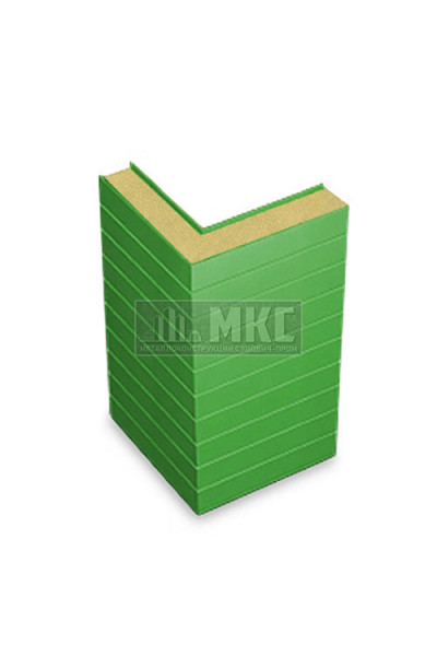 Угловые сэндвич-панели горизонтальные из пенополиизоцианурата, ширина 1000 мм, толщина 40 мм, RAL6018