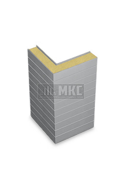 Угловые сэндвич-панели горизонтальные из пенополиизоцианурата, ширина 1200 мм, толщина 40 мм, RAL7004