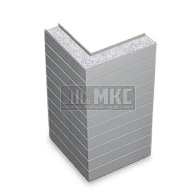 Угловые сэндвич-панели горизонтальные из пенополистирола, ширина 1200 мм, толщина 40 мм, RAL7004