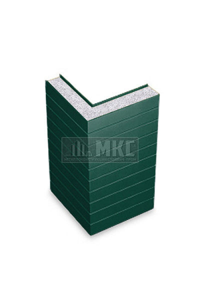 Угловые сэндвич-панели горизонтальные из пенополистирола, ширина 1000 мм, толщина 30 мм, RAL6005