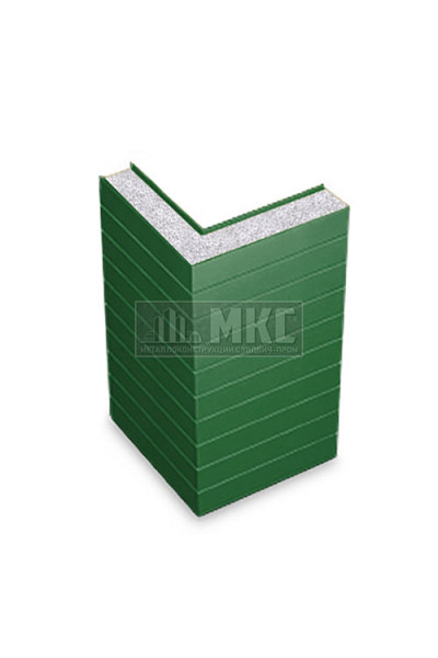 Угловые сэндвич-панели горизонтальные из пенополистирола, ширина 1000 мм, толщина 20 мм, RAL6002