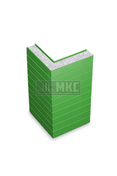 Угловые сэндвич-панели горизонтальные из пенополистирола, ширина 1000 мм, толщина 30 мм, RAL6018