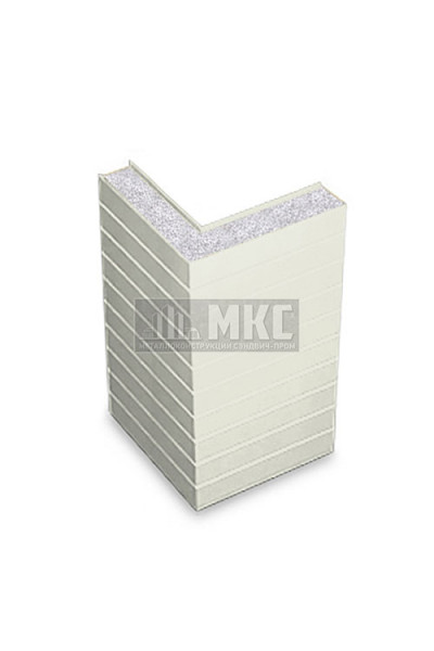 Угловые сэндвич-панели горизонтальные из пенополистирола, ширина 1000 мм, толщина 10 мм, RAL9003