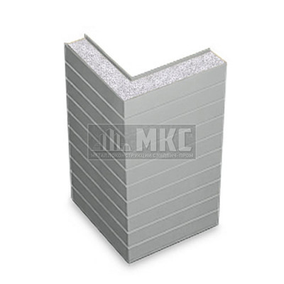 Угловые сэндвич-панели горизонтальные из пенополистирола, ширина 1200 мм, толщина 10 мм, RAL9006