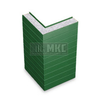 Угловые сэндвич-панели горизонтальные из пенополистирола, ширина 1200 мм, толщина 10 мм, RAL6002