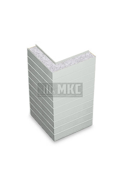 Угловые сэндвич-панели горизонтальные из пенополистирола, ширина 1200 мм, толщина 30 мм, RAL7035