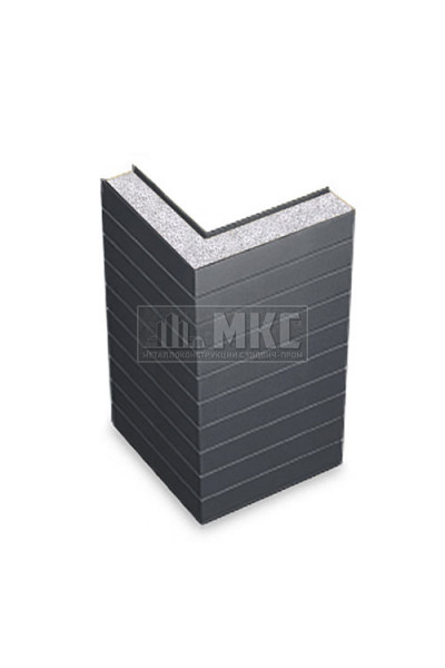 Угловые сэндвич-панели горизонтальные из пенополистирола, ширина 1200 мм, толщина 20 мм, RAL7024