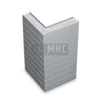 Угловые сэндвич-панели горизонтальные из пенополистирола, ширина 1200 мм, толщина 10 мм, RAL7004