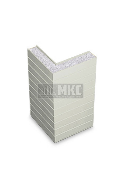 Угловые сэндвич-панели горизонтальные из пенополистирола, ширина 1200 мм, толщина 20 мм, RAL9002