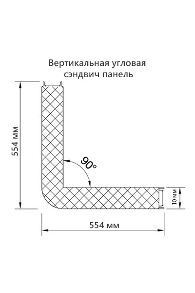 Угловые сэндвич-панели вертикальные из минеральной ваты, ширина 1200 мм, толщина 10 мм, RAL7004
